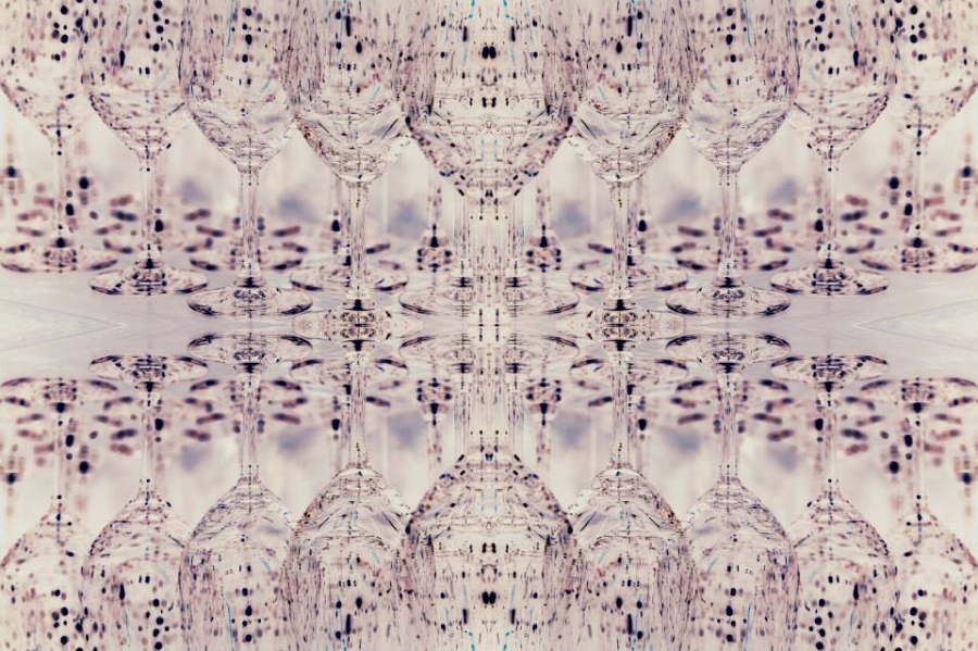 the strict lines of the glasses