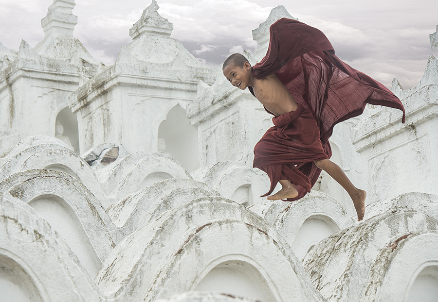 Running Novice Monks of Myanmar