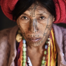 Tattooed-Faced Women in Myanmar